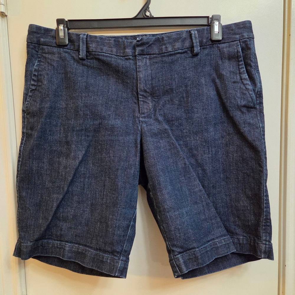 Gap Womens Dark Wash Indigo Denim Chino Shorts Size 16 Stretch Cotton